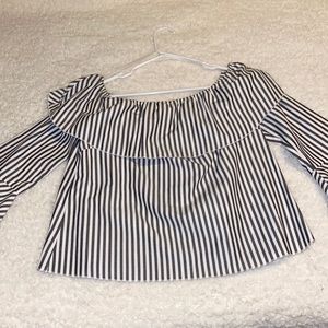 stripe off the shoulder blouse